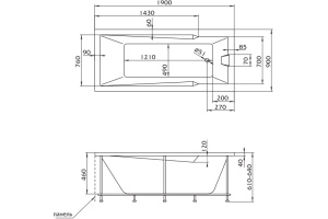 Акриловая ванна STWORKI Копенгаген 190x90 - 3