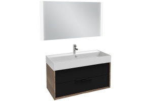 EB1585-E52-S14 тумба под раковину VIVIENNE с 2 ящиками /100/ (дуб табак/черный сатин) - 3