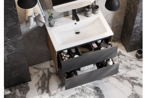 Комплект мебели Aquaton Сохо 75 серый-светлое дерево - 3