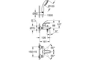 Смеситель Grohe Eurosmart New 3330220A для ванны с душем - 2