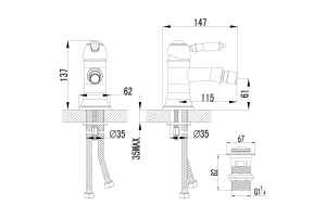Смеситель Lemark Villa LM4808C для биде с донным клапаном клик-клак, хром - 2