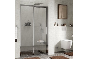 Душевая дверь в нишу Wasserkraft Lopau 120х200 L профиль хром стекло прозрачное - 2