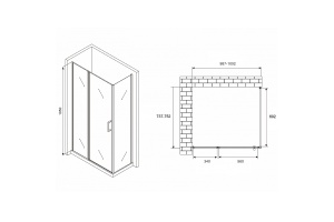 Душевой уголок Abber Sonnenstrand 100х75 хром стекло матовое - 2