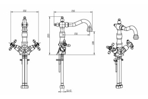 Смеситель для раковины Boheme Royal золото - 3