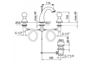 Смеситель для раковины Webert Karenina золото (KA750101010) - 2