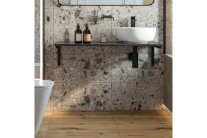 Столешница с раковиной DIWO Элиста 100 чёрный мрамор, с раковиной Moduo 40 RING