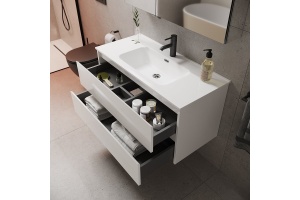 Тумба под раковину подвесная Sancos Libra 100 белая глянцевая - 3