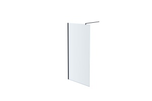 AQ WIW 12020BL Душевая перегородка Walk in с держателем 1200x2000 профиль черный, стекло прозрачное