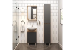 Тумба с раковиной Onika Милтон 43 серая с светлым деревом - 2