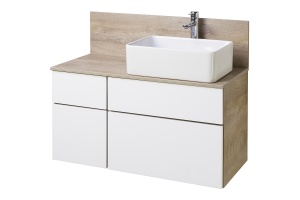 Тумба с раковиной Mila 50 и столешницей Aquaton Мишель 100 белый-светлое дерево