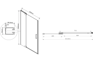 Душевой уголок Vincea Extra 90х80 профиль черный стекло прозрачное - 3