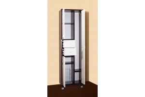 Шкаф-пенал Бриклаер Бали 57 венге, белый глянец, с бельевой корзиной - 3