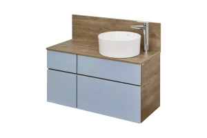 Тумба с раковиной Mila 35 и столешницей Aquaton Мишель 100 голубой-светлое дерево