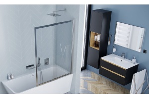 Тумба под раковину EXCELLENT Tuto 80 черный матовый - светлое дерево - 2