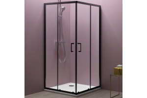 Душевой уголок Kolpa San Eco Quat 80х80 черный стекло прозрачное