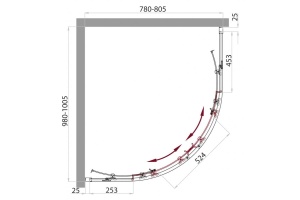 Душевой уголок BelBagno Sela 100х80 профиль хром стекло рифленое - 3