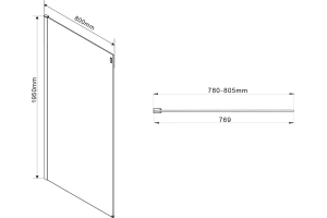 Боковая стенка Vincea Como Soft 80х200 профиль хром стекло прозрачное - 3