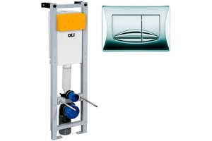 Система инсталляции для унитазов OLI Quadra 280490mRI00 с кнопкой смыва, хром глянец