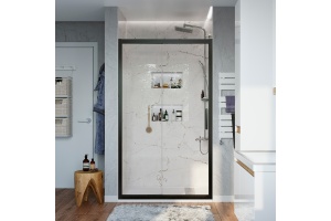 Душевая дверь в нишу STWORKI Стокгольм DE019D2100200BLK 100 см профиль черный матовый, раздвижная, прозрачное стекло