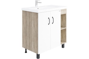 Тумба с раковиной Onika Тимбер 70 белый матовый/дуб сонома (107056)