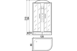 Душевая кабина с поддоном River Dunay 120/80/24 MT L (10000001128) - 3