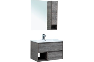 Мебель для ванной STWORKI Карлстад 75 дуб рошелье, в стиле лофт, под дерево, серая - 3