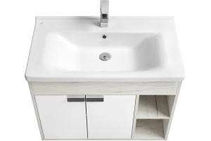 Тумба с раковиной Aquaton Флай 80 белый-светлое дерево - 2