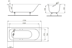 Чугунная ванна Byon B13 170x70x42 с ручками - 2
