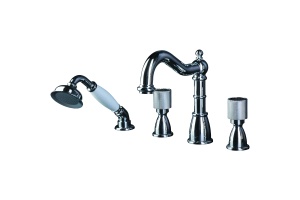 Смеситель на борт ванны Boheme Royal Cristal хром с черными кристаллами Preciosa