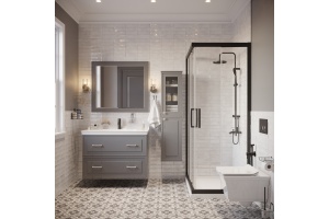 Мебель для ванной STWORKI Хадстен 100 cерая, подвесная, из МДФ, российская (гарнитур, комплект) - 2