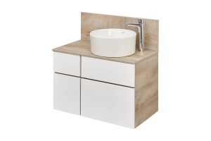 Тумба с раковиной Mila 35 и столешницей Aquaton Мишель 80 белый-светлое дерево