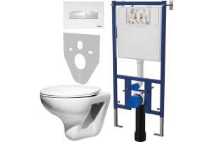 Комплект Унитаз подвесной Roca Mateo 346200000 с микролифтом + Система инсталляции для унитазов DIWO 4501 + Кнопка смыва DIWO 7320 белая