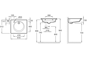 Мебельная раковина Jacob Delafon Odeon Rive Gauche EXBA112-Z-00 60 - 2