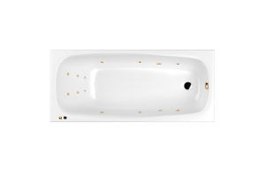 Ванна акриловая WHITECROSS Layla Slim Line 180x80 с гидромассажем белый - золото