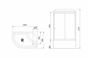 Душевая кабина Royal Bath BK 120x80 R профиль хром стекло прозрачное задняя стенка черная  - 3
