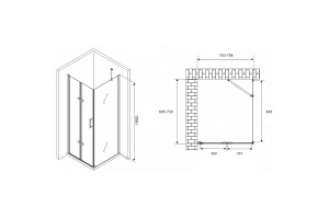 Душевой уголок Abber Zart 80x70 профиль хром стекло прозрачное - 3