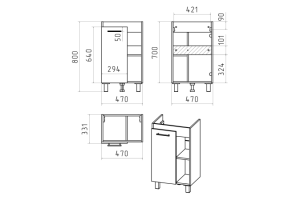 Тумба с раковиной Misty Крафт 50 белая - светлое дерево - 3