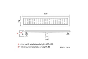 Душевой лоток Gappo оружейная сталь 60 с решеткой - 2
