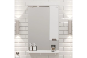 Зеркало-шкаф Onika Харпер 58 R с подсветкой, белый/мешковина (205849) - 2