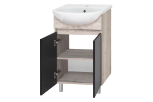 Тумба с раковиной Misty Поло 50 светлое дерево - черная - 2