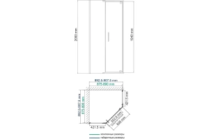 Душевой уголок Wasserkraft Lopau 90x90 профиль черный матовый стекло прозрачное - 3