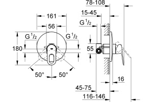 Смеситель Grohe BauLoop для душа 29080000 - 2