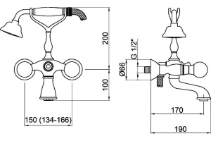 Смеситель Webert Karenina KA720201017  хром-золото для ванны с душем - 2