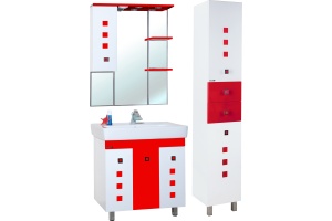 Зеркало-шкаф Bellezza Натали 80 L белый с красным - 2