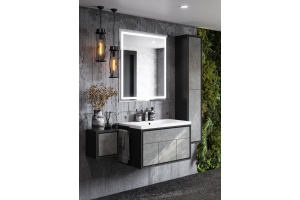 Комплект мебели Aquaton Уэльс 80 серый-черный матовый - 2