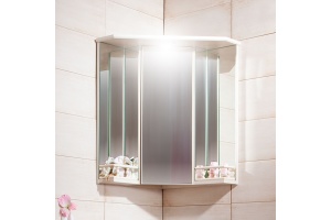 Зеркало-шкаф Бриклаер Кантри 60 бежевый дуб, с балюстрадой