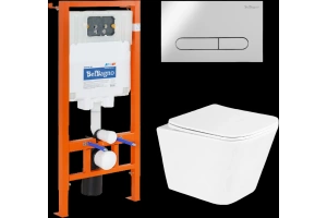 Комплект унитаза с инсталляцией BelBagno Due с кнопкой смыва хром