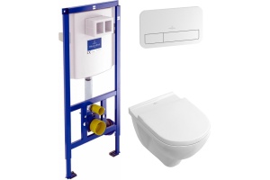 Комплект Унитаз Villeroy & Boch O.Novo + Инсталляция Villeroy & Boch + Кнопка смыва белая