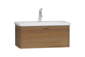 Тумба с раковиной подвесная Vitra Nest Trendy 80 с LED подсветкой темное дерево