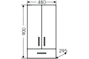 Шкаф СанТа ПШ 48х90 2 двери, 1 ящик - 2